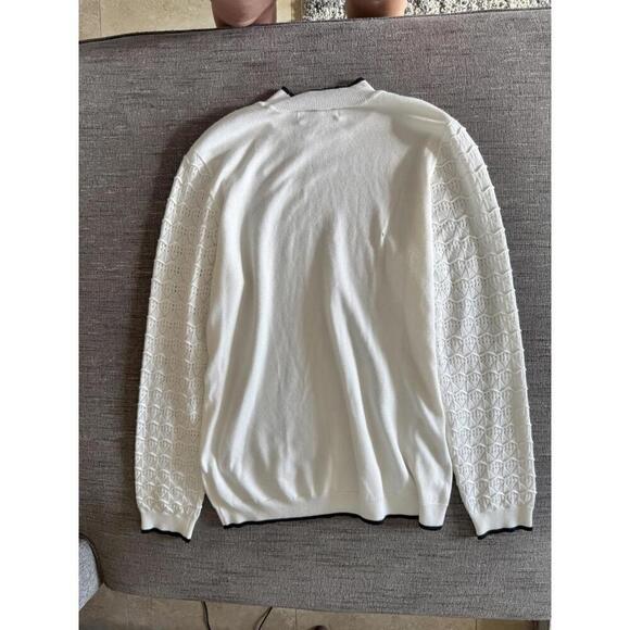 Carolyn Taylor White Textured Sleeve Sweater – Size M - Picture 2 of 5
